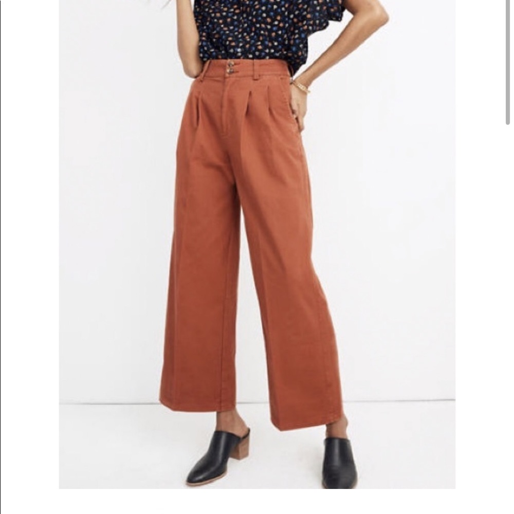 Madewell Pleated Wide Leg Pants Women 2 High Rise Drapey 70s Style Golden Pecan